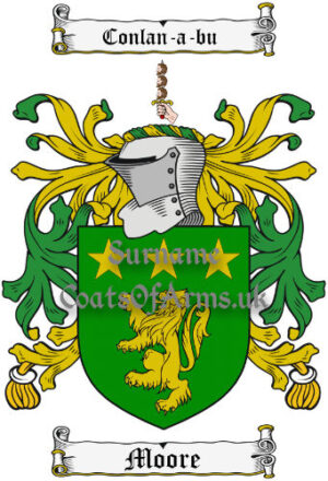 Moore (Ireland) Coat of Arms Family Crest PNG Image Instant Download