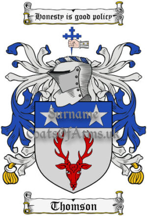 Thomson (Scotland) Coat of Arms Family Crest PNG Image Instant Download