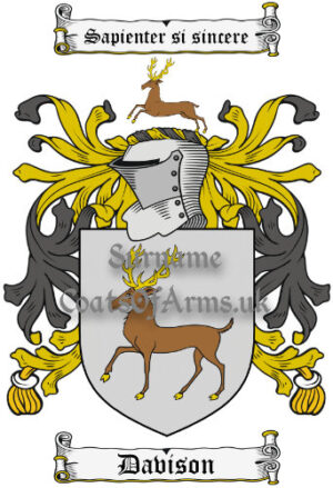 Davison (England) Coat of Arms Family Crest PNG Image Instant Download
