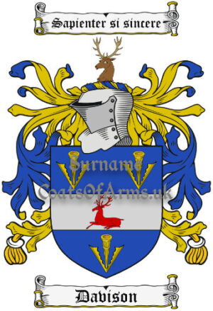Davison (Scotland) Coat of Arms Family Crest PNG Image Instant Download