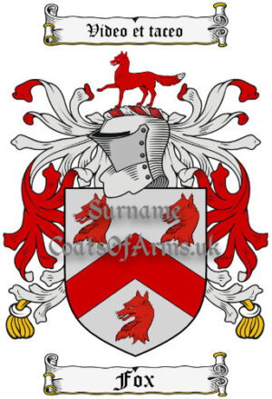 Fox (England) Coat of Arms Family Crest PNG Image Instant Download