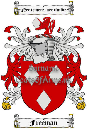 Freeman (Ireland) Coat of Arms Family Crest PNG Image Instant Download