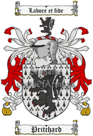 Pritchard (Wales) Coat of Arms Family Crest PNG Image Instant Download