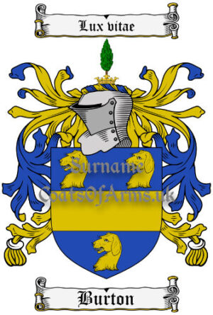 Burton (England) Coat of Arms (Family Crest)