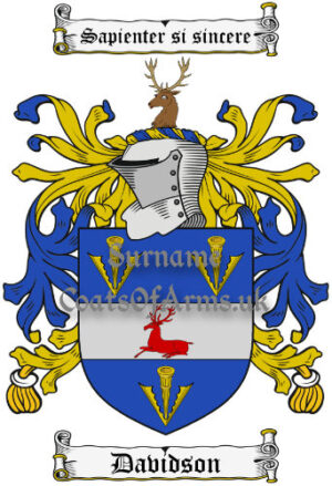 Davidson (Scottish) Coat of Arms Family Crest PNG Image Instant Download
