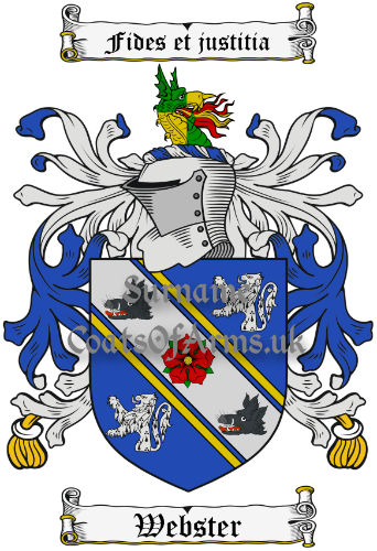Webster (English) Coat of Arms Family Crest PNG Image Instant Download