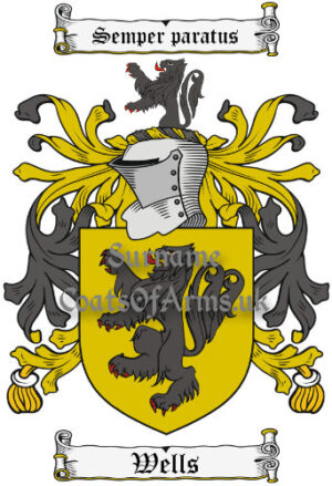 Wells (English) Coat of Arms (Family Crest)