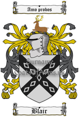 Blair (Scottish) Coat of Arms Family Crest PNG Image Instant Download