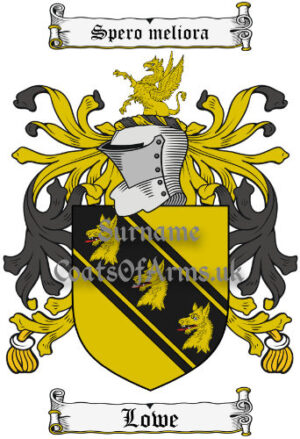 Lowe (English) Coat of Arms (Family Crest)