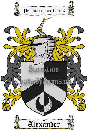 Alexander (English) Coat of Arms Family Crest PNG Image Instant Download