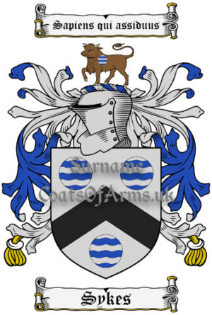Sykes (English) Coat of Arms Family Crest PNG Image Instant Download