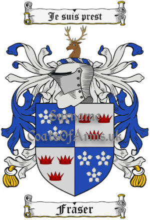 Fraser (Scottish) Coat of Arms Family Crest PNG Image Instant Download