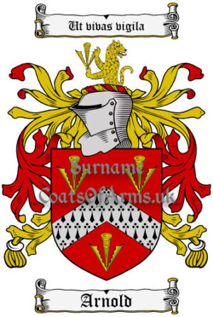 Arnold (English) Coat of Arms Family Crest PNG Image Instant Download