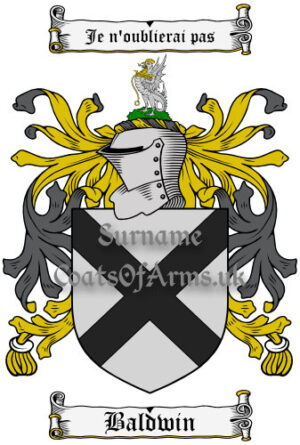 Baldwin (English) Coat of Arms Family Crest PNG Image Instant Download