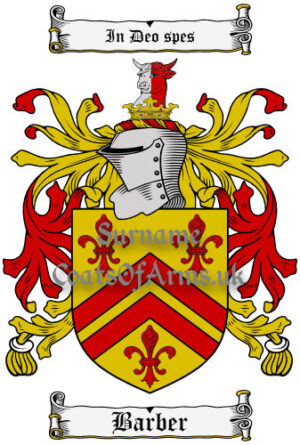 Barber (English) Coat of Arms Family Crest PNG Image Instant Download