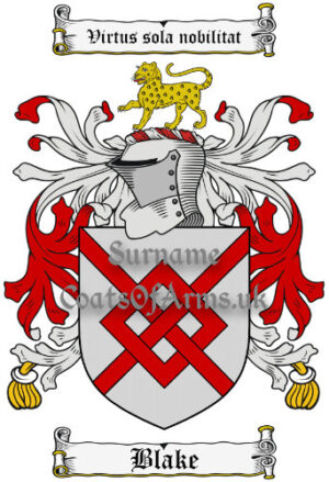 Blake (Irish) Coat of Arms Family Crest PNG Image Instant Download