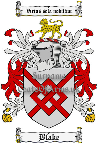 Blake (Irish) Coat of Arms Family Crest PNG Image Instant Download
