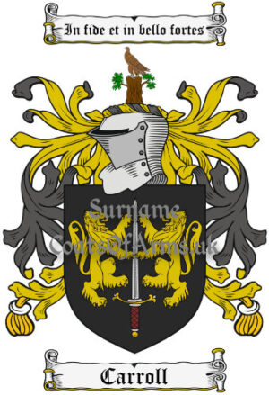 Carroll (Irish) Coat of Arms Family Crest PNG Image Instant Download