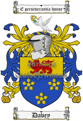 Davey (English) Coat of Arms Family Crest PNG Image Instant Download