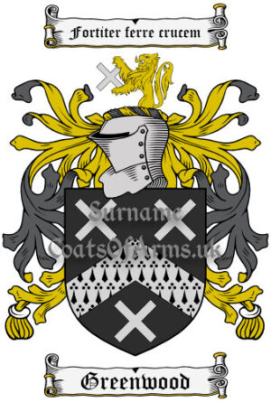 Greenwood (English) Coat of Arms Family Crest PNG Image Instant Download