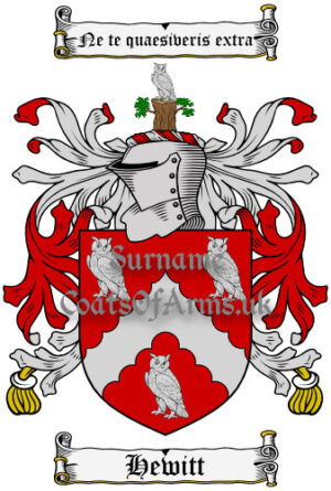 Hewitt (English) Coat of Arms Family Crest PNG Image Instant Download