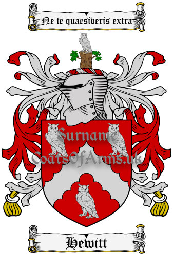 Hewitt (English) Coat of Arms (Family Crest) Image Download