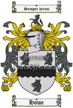 Howe (English) Coat of Arms Family Crest PNG Image Instant Download