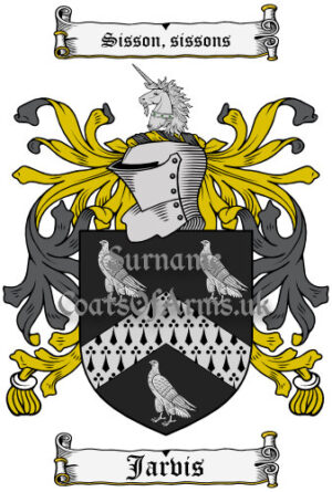 Jarvis (English) Coat of Arms Family Crest PNG Image Instant Download