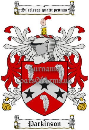 Parkinson (English) Coat of Arms Family Crest PNG Image Instant Download