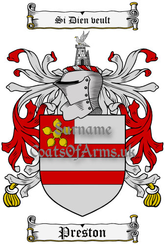 Preston (English) Coat of Arms Family Crest PNG Image Instant Download
