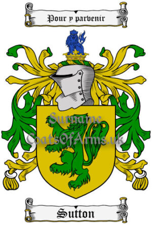 Sutton (English) Coat of Arms Family Crest PNG Image Instant Download