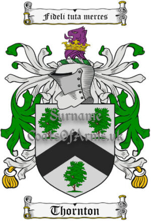 Thornton (English) Coat of Arms Family Crest PNG Image Instant Download