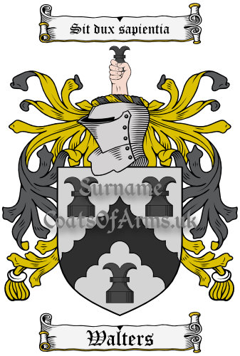 Walters (English) Coat of Arms Family Crest PNG Image Instant Download