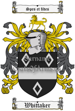 Whittaker (English) Coat of Arms Family Crest PNG Image Instant Download