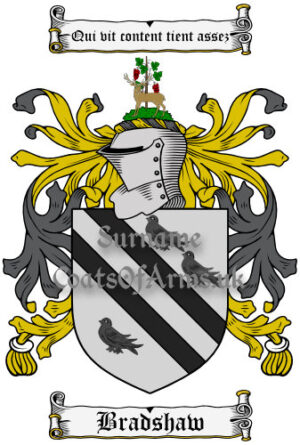 Bradshaw (English) Coat of Arms Family Crest PNG Image Instant Download