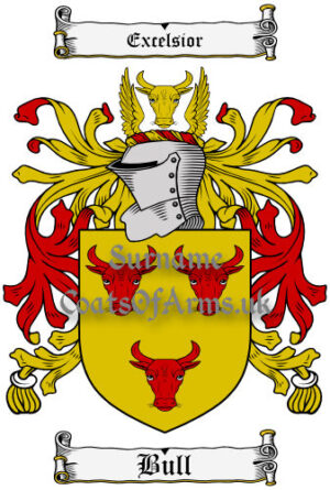 Bull (English) Coat of Arms Family Crest PNG Image Instant Download