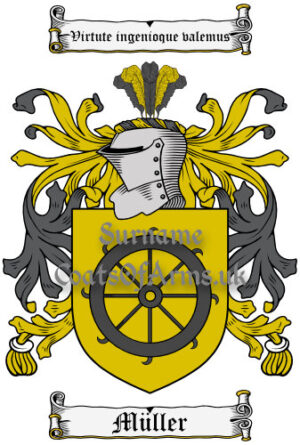 Müller (German) Coat of Arms Family Crest PNG Image Instant Download