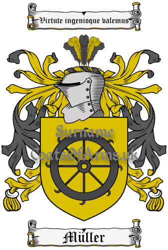 Müller (German) Coat of Arms Family Crest PNG Image Instant Download