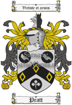 Pratt (English) Coat of Arms Family Crest PNG Image Instant Download