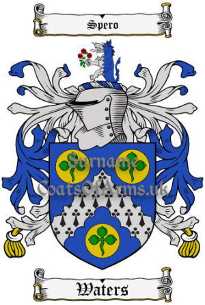 Waters (Irish) Coat of Arms Family Crest PNG Image Instant Download