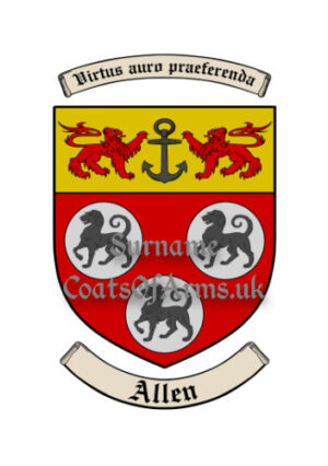 Allen (English-Irish) Shield (Coats of Arms Family Crests)