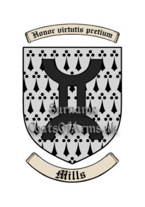 Mills (English) Shield (Coats of Arms Family Crests)