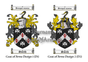 Smith (English) Coats of Arms (Family Crests) 2 Designs [Black & Gold]