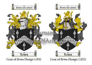 Lewis (English) Coats of Arms (Family Crests) 2 Designs