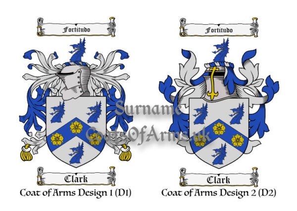 Clark (Northumberland, England) Coats of Arms (Family Crests) 2 Designs