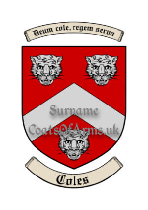 Coles (English) Shield (Coats of Arms Family Crests)