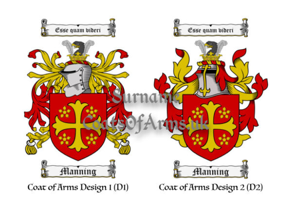 Manning (English) Coats of Arms (Family Crests) 2 Designs