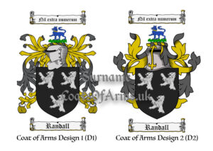 Randall (English) Coats of Arms (Family Crests) 2 Designs