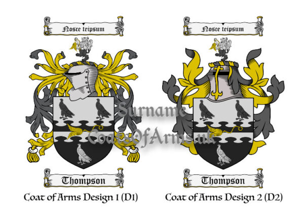 Thompson (English, Lancashire) Coats of Arms (Family Crests) 2 Designs