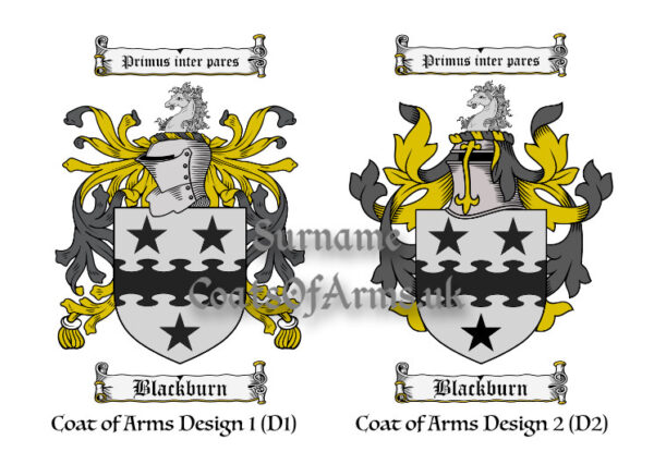 Blackburn (English) Coats of Arms (Family Crests) 2 Designs